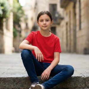 Home skurz half sleeve t shirt for girls – red
